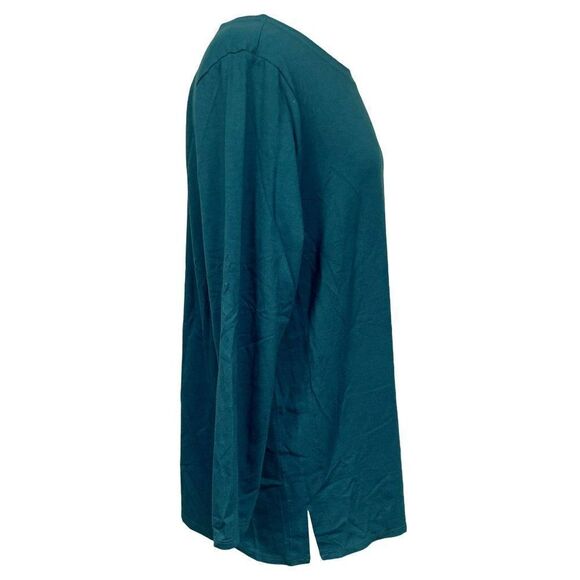 J. Jill Lux Supima Forward Seam Tunic Top Petite XL Pullover 4" Side Vent Teal - Picture 3 of 5